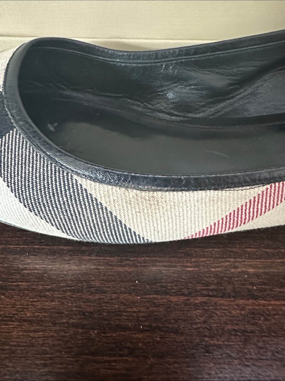 Burberry Black and Cream Check Round-Toe Ballet Flats - Picture 3 of 7